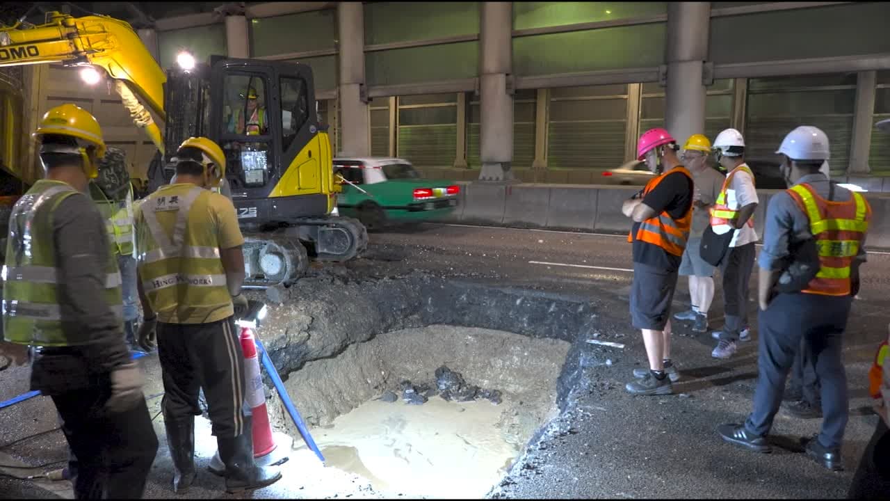 Hong Kong Water Main Burst on Tuen Mun Road